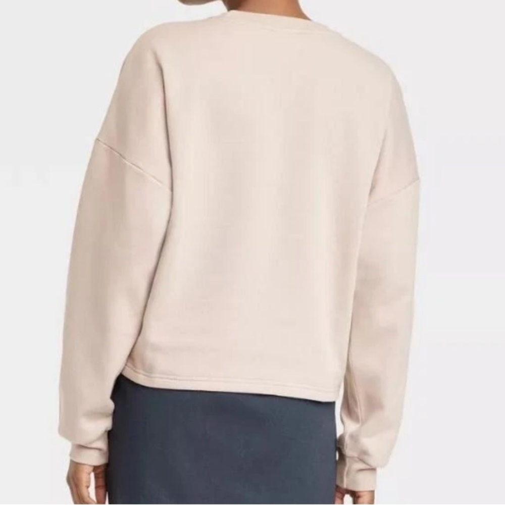 Disney Graphic Crop Sweatshirt Minnie & Micky Mouse Tan/Pink Small - Picture 2 of 7